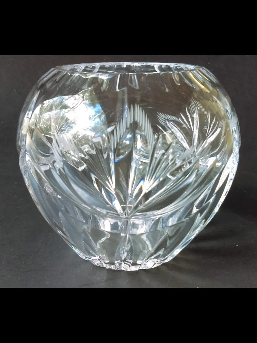 Intricately Cut Clear Glass Vase/Bowl 3” Tall